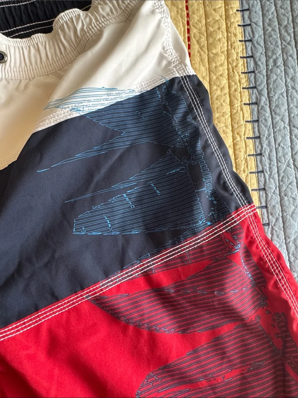 Nautica Red, White & Blue Swim Shorts Mens Size M July 4th